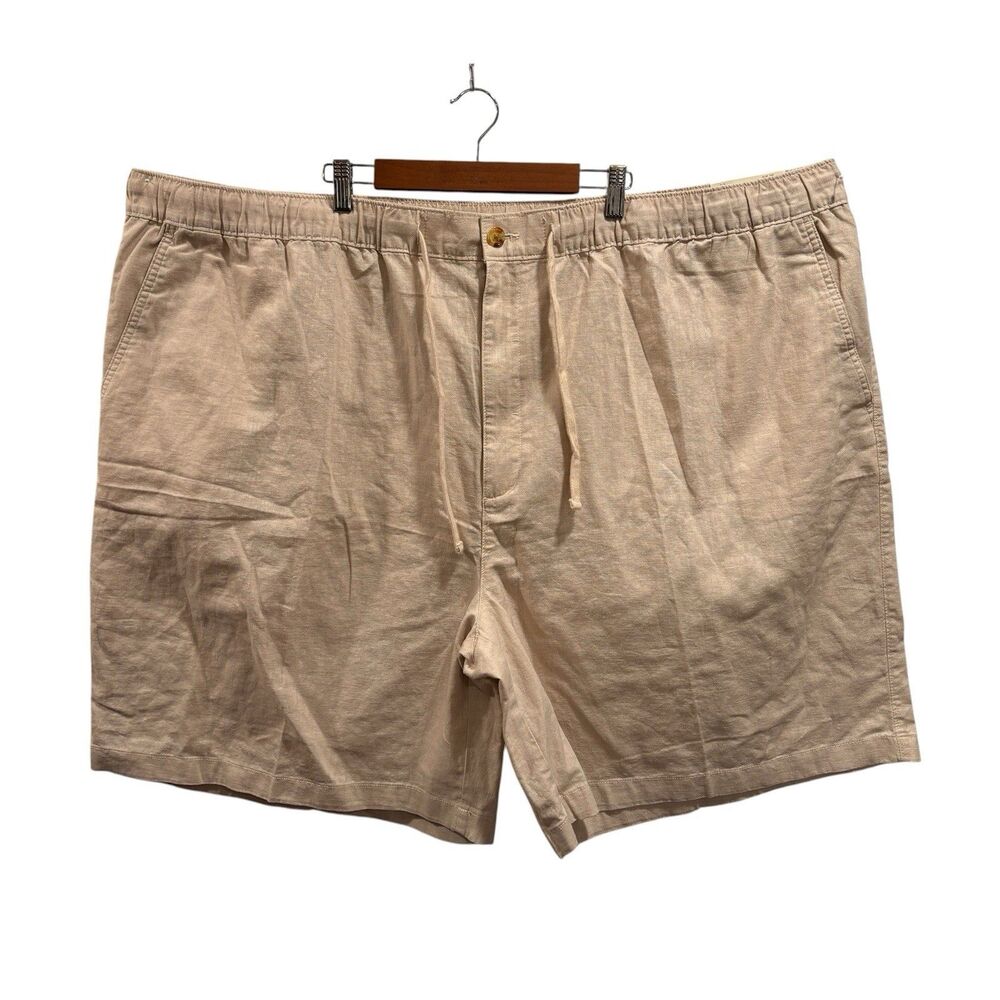 Island Passport Beige Linen Cotton Blend Shorts Men's size 5XL New NWT